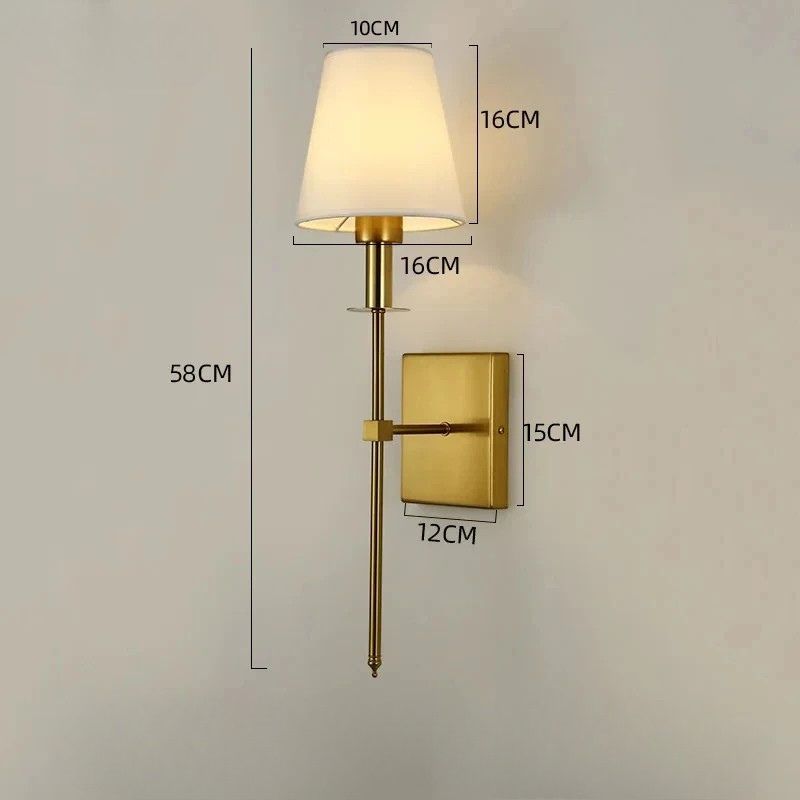 arandela de parede, arandela com cúpula de tecido, arandela clássica para quarto, iluminação decorativa de parede, arandela elegante para sala