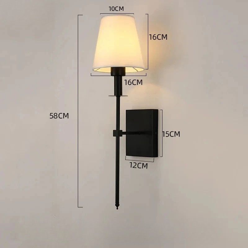 arandela de parede, arandela com cúpula de tecido, arandela clássica para quarto, iluminação decorativa de parede, arandela elegante para sala