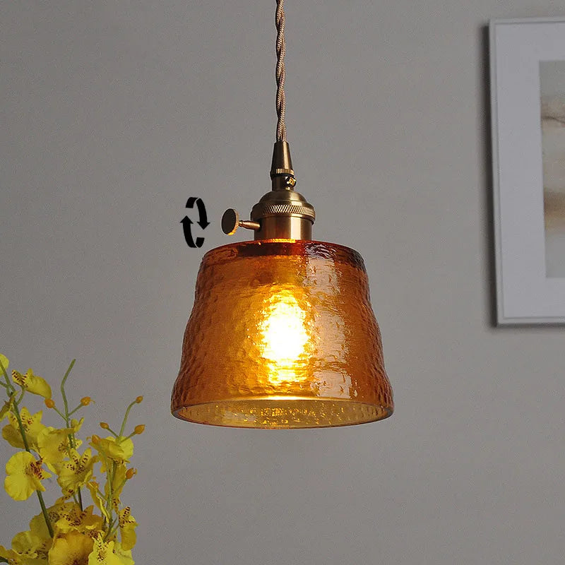 pendente de vidro vintage, pendente texturizado retro, iluminação suspensa sala, luminária pendente de vidro, pendente vintage cozinha