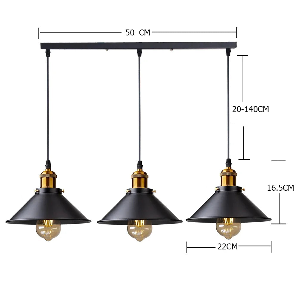 Pendente Cone Industrial Preto