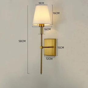 arandela de parede, arandela com cúpula de tecido, arandela clássica para quarto, iluminação decorativa de parede, arandela elegante para sala