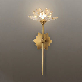 Arandela de cristal dourada, Arandela flor de lótus, Luminária  de parede, Luminária decorativa dourada
