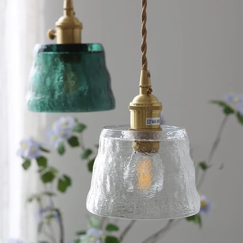pendente de vidro vintage, pendente texturizado retro, iluminação suspensa sala, luminária pendente de vidro, pendente vintage cozinha