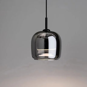 pendente vidro fumê moderno, luminária pendente vidro fumê, pendente moderno sala de jantar, iluminação suspensa cozinha, pendente de vidro minimalista