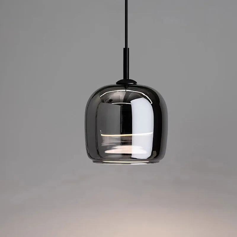 pendente vidro fumê moderno, luminária pendente vidro fumê, pendente moderno sala de jantar, iluminação suspensa cozinha, pendente de vidro minimalista