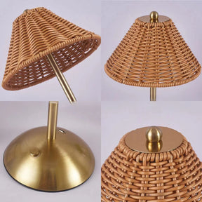 abajur rattan retrô, luminária rattan usb, abajur artesanal moderno, luminária de mesa retrô, abajur decorativo
