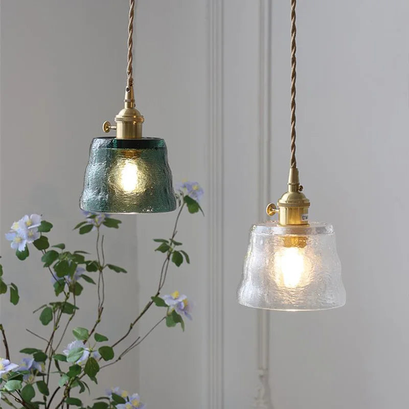 pendente de vidro vintage, pendente texturizado retro, iluminação suspensa sala, luminária pendente de vidro, pendente vintage cozinha