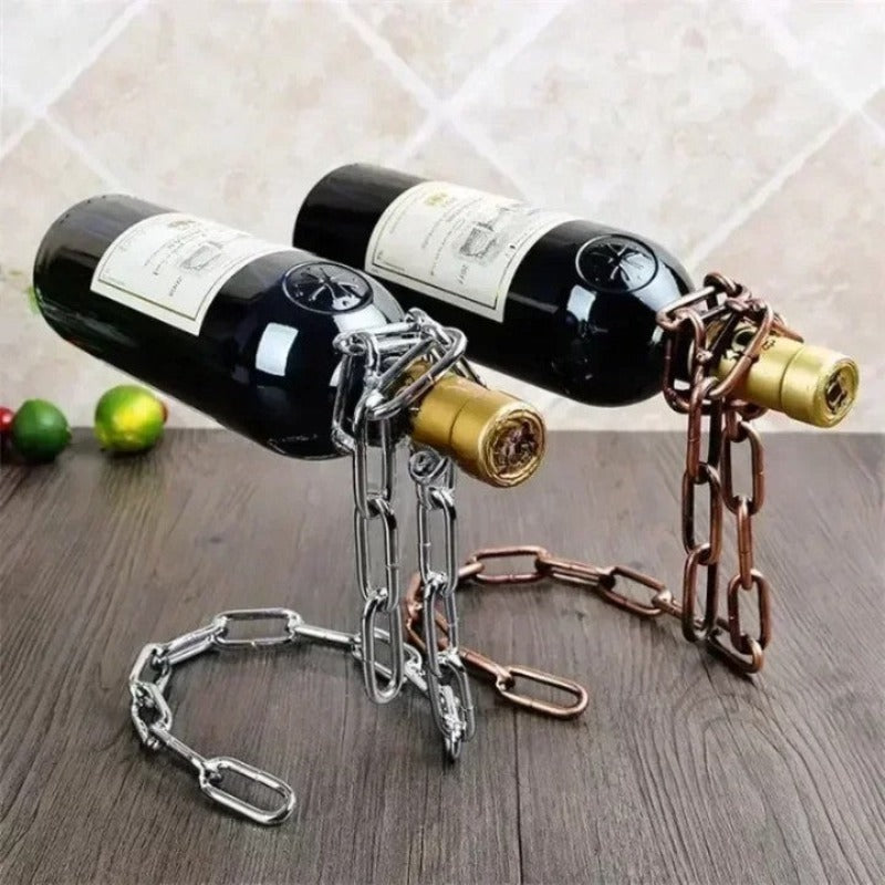 Suporte de Vinho Corrente Mágica, suporte de vinho de corrente, suporte de vinho, porta vinho