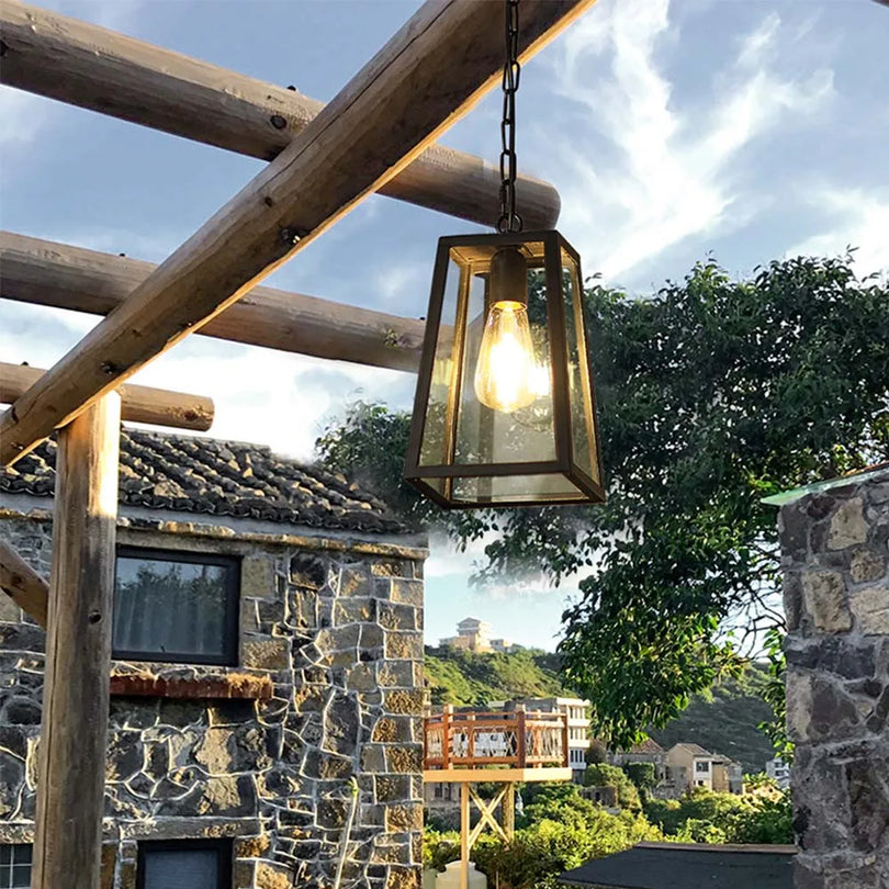 Pendente vintage para varanda, Luminária colonial de teto, Pendente estilo farol retrô, Iluminação rústica externa, Luminária pendente com corrente




